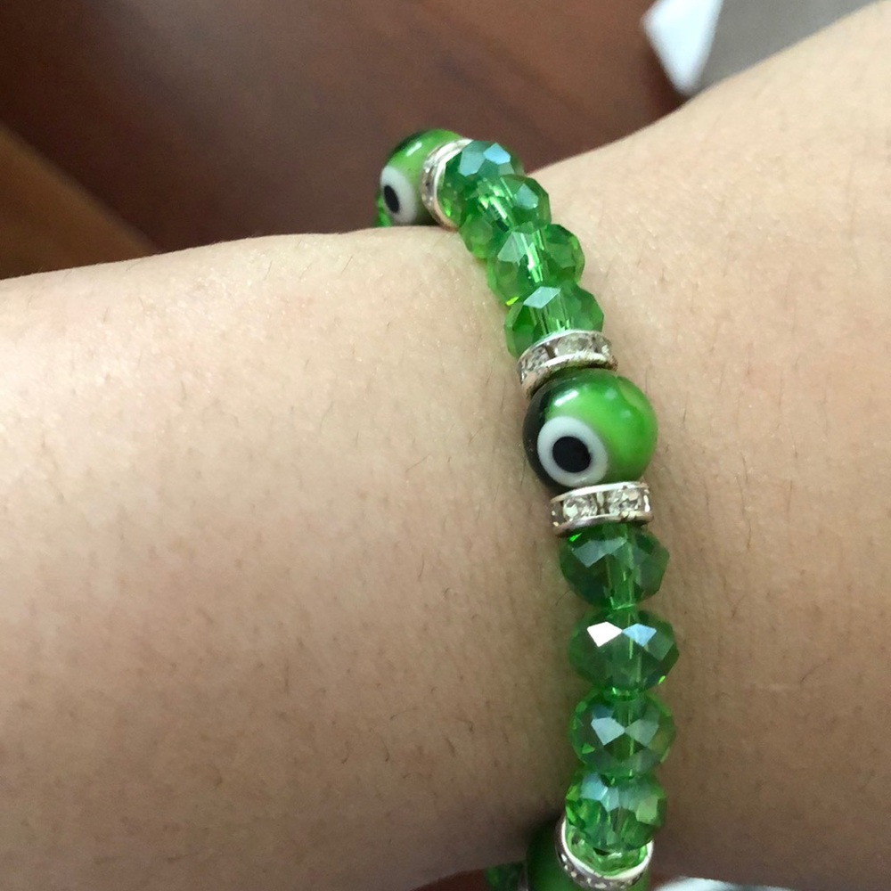 Green evil eye stretchy bracelet
